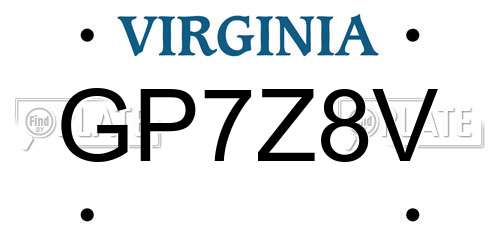 GP7Z8V Virginia License Plate