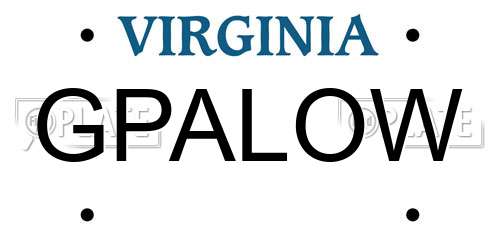 GPALOW Virginia License Plate