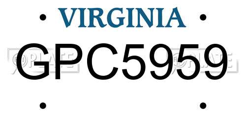 GPC5959 Virginia License Plate