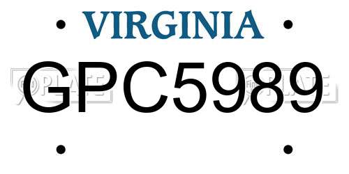 GPC5989 Virginia License Plate