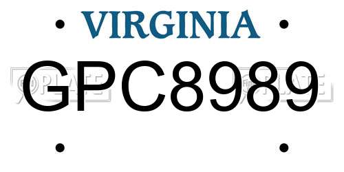 GPC8989 Virginia License Plate