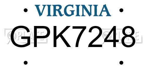 GPK7248 Virginia License Plate