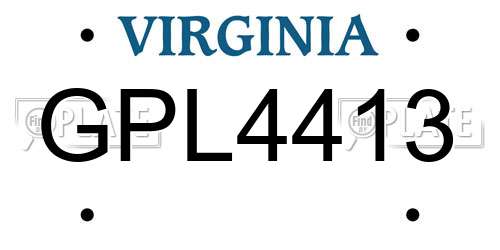 GPL4413 Virginia License Plate