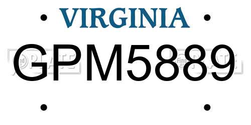 GPM5889 Virginia License Plate