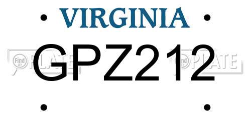 GPZ212 Virginia License Plate