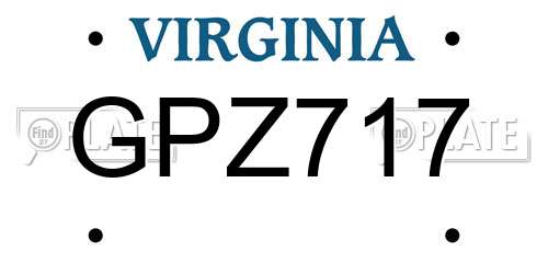 GPZ717 Virginia License Plate