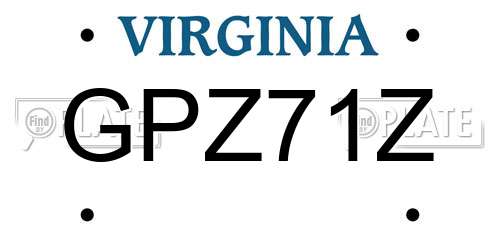 GPZ71Z Virginia License Plate