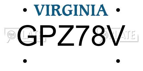 GPZ78V Virginia License Plate