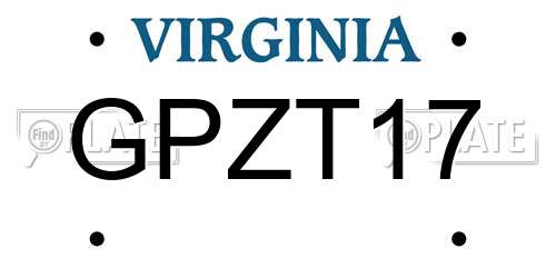 GPZT17 Virginia License Plate
