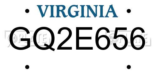 GQ2E656 Virginia License Plate