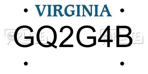 GQ2G4B Virginia License Plate