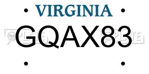 GQAX83 Virginia License Plate