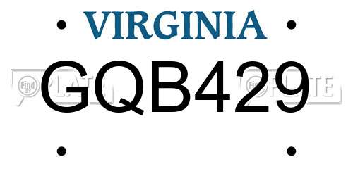 GQB429 Virginia License Plate