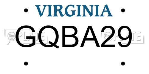 GQBA29 Virginia License Plate