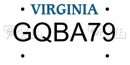 GQBA79 Virginia License Plate