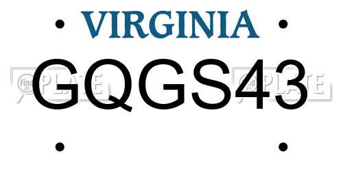 GQGS43 Virginia License Plate