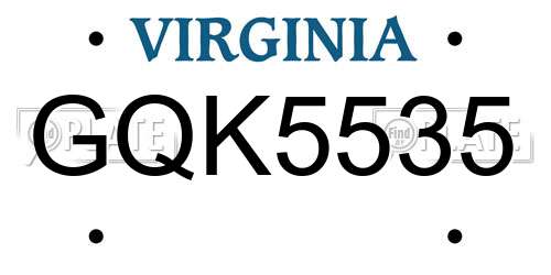 GQK5535 Virginia License Plate