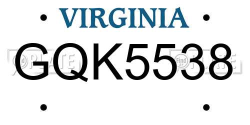 GQK5538 Virginia License Plate