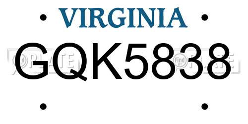 GQK5838 Virginia License Plate