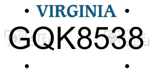 GQK8538 Virginia License Plate