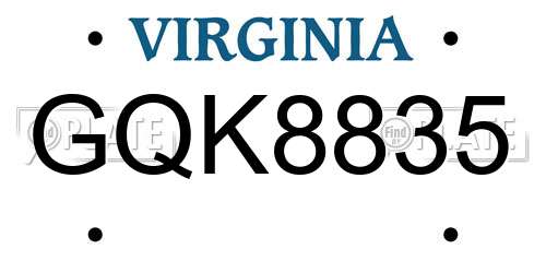 GQK8835 Virginia License Plate