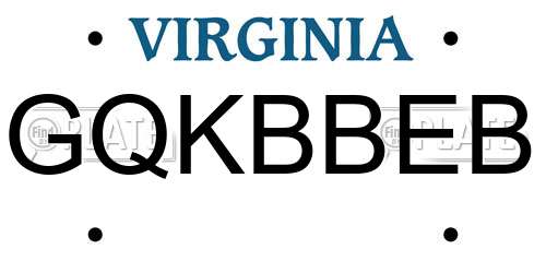 GQKBBEB Virginia License Plate