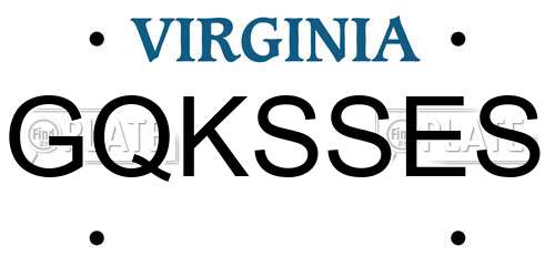 GQKSSES Virginia License Plate