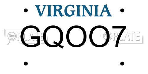 GQOO7 Virginia License Plate