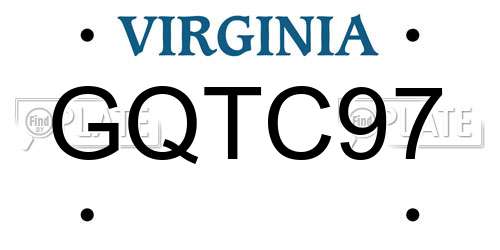 GQTC97 Virginia License Plate