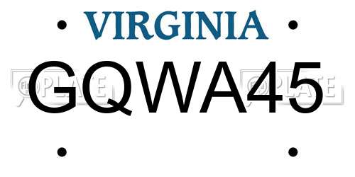 GQWA45 Virginia License Plate