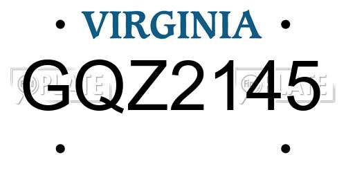 GQZ2145 Virginia License Plate