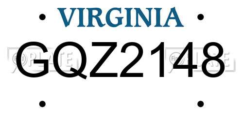 GQZ2148 Virginia License Plate