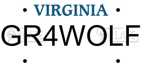 GR4WOLF Virginia License Plate