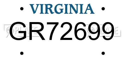 GR72699 Virginia License Plate