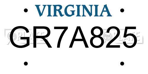 GR7A825 Virginia License Plate