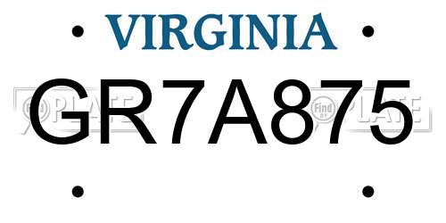GR7A875 Virginia License Plate