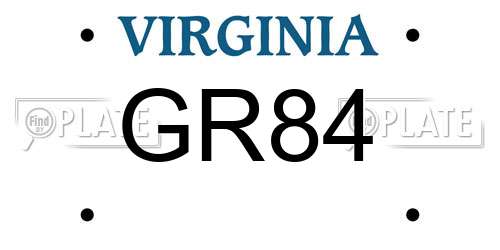 GR84 Virginia License Plate