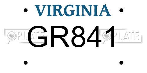 GR841 Virginia License Plate
