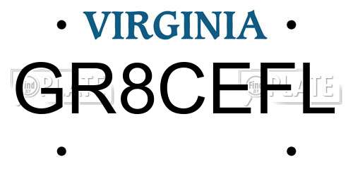 GR8CEFL Virginia License Plate
