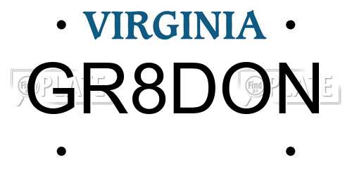 GR8DON Virginia License Plate