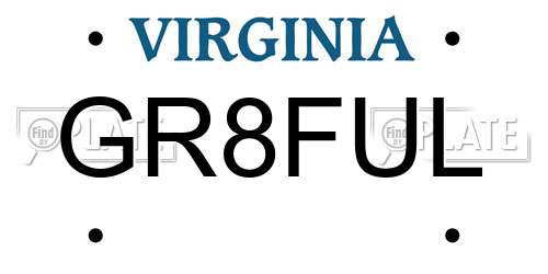 GR8FUL Virginia License Plate