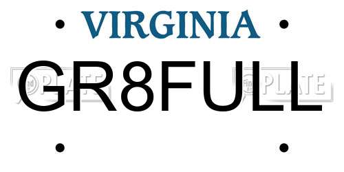 GR8FULL Virginia License Plate