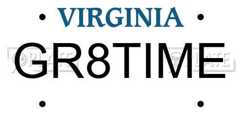 GR8TIME Virginia License Plate