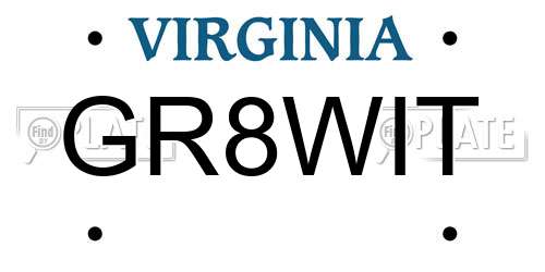 GR8WIT Virginia License Plate