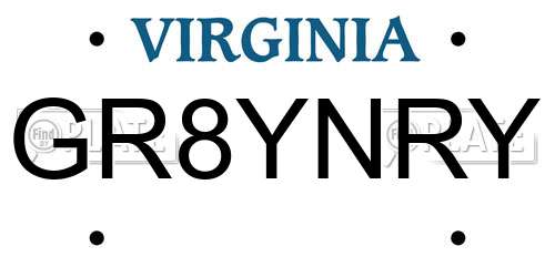 GR8YNRY Virginia License Plate