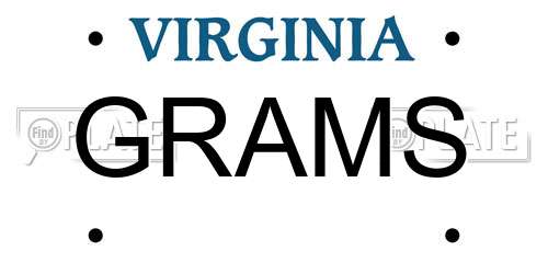 GRAMS Virginia License Plate