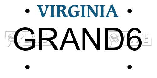 GRAND6 Virginia License Plate