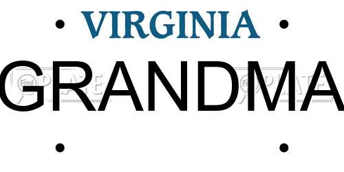 GRANDMA Virginia License Plate