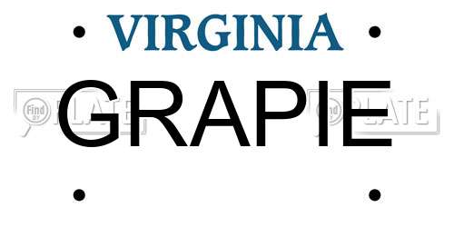 GRAPIE Virginia License Plate