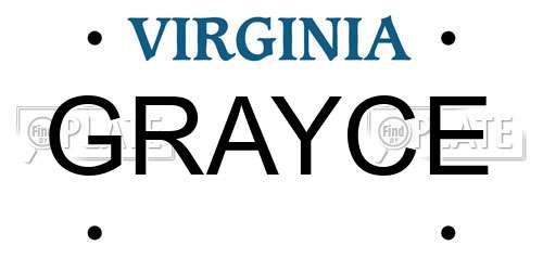 GRAYCE Virginia License Plate